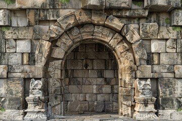 Fototapeta premium A ancient stone archway with intricate carvings on either side