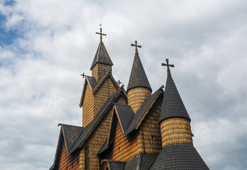 Famous wooden steve church in Heddal, Norway.