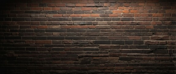 Dark brown brick wall background with light