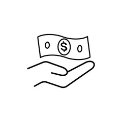Money on hand icon symbol vector on white background.