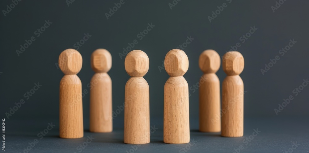 Poster abstract figures in harmonious circle symbolize partnership and teamwork, with copy space, covering 