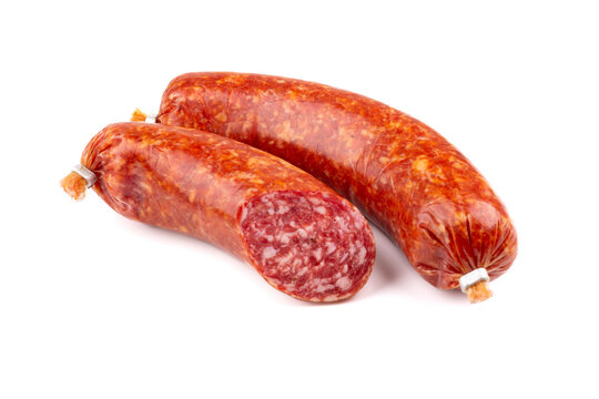 Bratwurst - leckere W&uuml;rstchen auf wei&szlig;em Grund