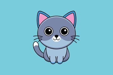 Cute Cat Vector Icon on White Background
