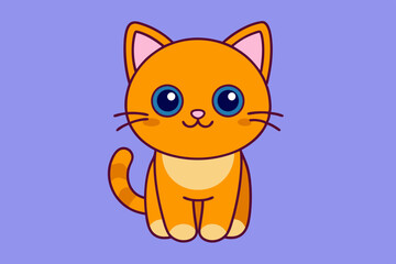 Cute Cat Vector Icon on White Background
