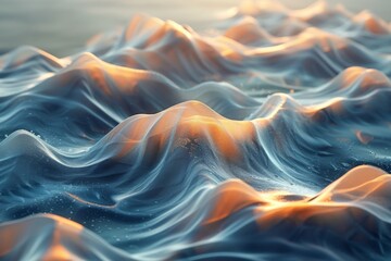 Fototapeta premium Abstract Wavy Surface with Golden Highlights