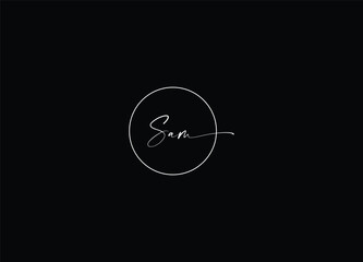 SAM minimalist letter logo design and monogram logo