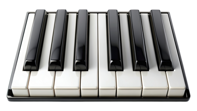 Black piano keys isolated on a transparent background