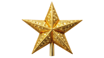 Christmas tree topper star isolated on a transparent background