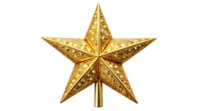 Christmas tree topper star isolated on a transparent background