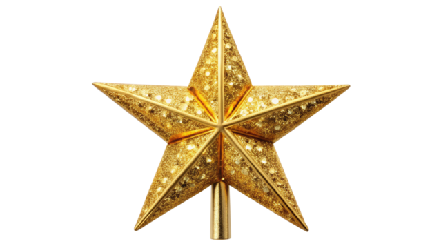 Christmas tree topper star isolated on a transparent background