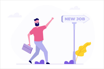 Transition to a new job, career, or opportunity. Embrace new challenges for success, improvement, and advancement. Vector illustration