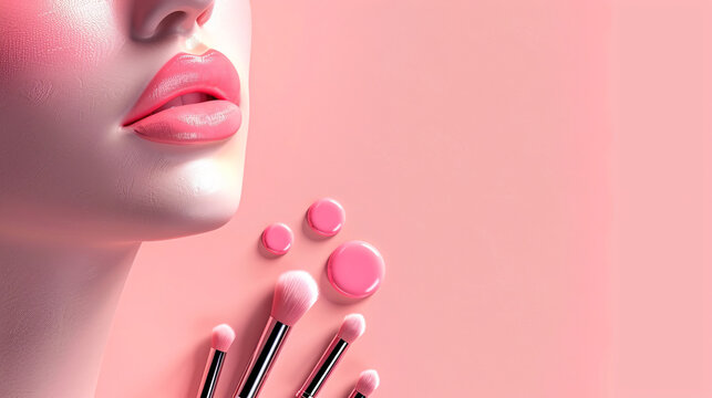 Beauty and makeup 3D icon on white wallpapers with sunlit effect