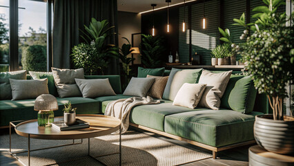 modern home, living room interior comfortable design