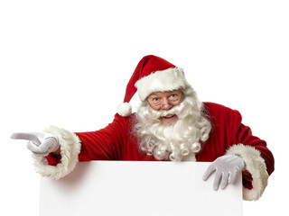 Santa Claus Pointing and Holding Blank Sign PNG Transparency
