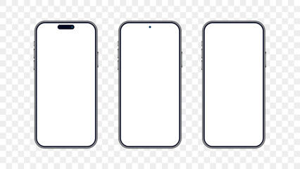 Realistic Smartphone Mockup Vectors with Empty Screens for Website and App Design Templates. Vector.