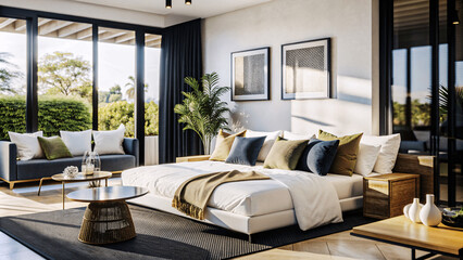 modern home, living room interior comfortable design