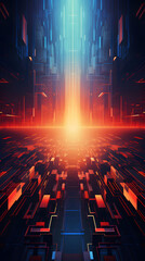 Naklejka premium Digital neon lines in a retro futuristic style graphics poster mobile phone background