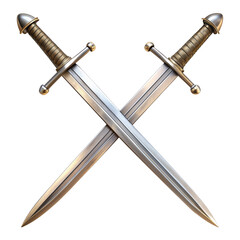 Two crossed swords on transparent background, design art eps png