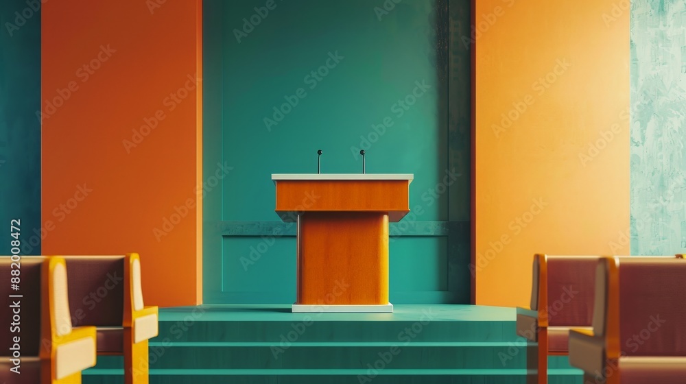 Poster explain how to effectively use a podium during a presentation.