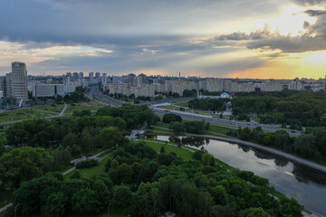 Obraz premium Aerial view of the cityscape at Minsk in Belarus