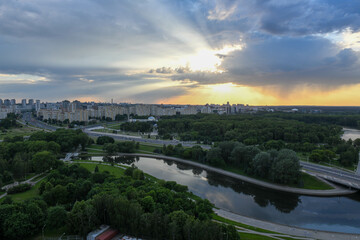 Obraz premium Aerial view of the cityscape at Minsk in Belarus