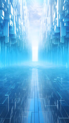 Digital blue geometric AI abstract graphics poster mobile phone background