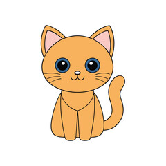 Adorable cartoon cat vector illustration, perfect for clipart, line art, and printable designs.