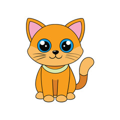 Adorable cartoon cat vector illustration, perfect for clipart, line art, and printable designs.