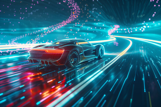 games, virtual space, digital, sports car, dimension, simulation, future, dimension, data, tunnel, multiverse,