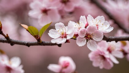 Obraz premium Close-up of Cherry Blossom Tree in Full Bloom