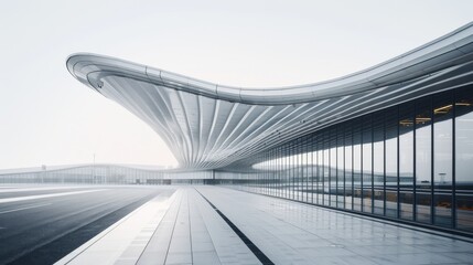 Modern Architecture with Curved Roof and Glass Facade