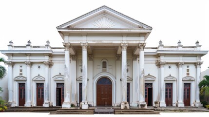 Obraz premium Neoclassical Facade of a White Building with Columns