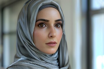 Naklejka premium A woman wearing a headscarf and a scarf, suitable for use in travel or adventure scenes