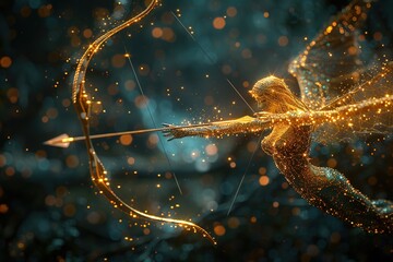 Astrological concept: Sagittarius zodiac sign adorned with intergalactic motifs, ideal for astrology enthusiasts
