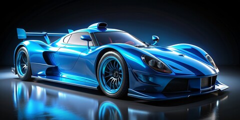 Obraz premium Blue Supercar A 3D Rendered Design of a Sleek and Powerful Sports Car, 3D, Sports Car, Design, Render