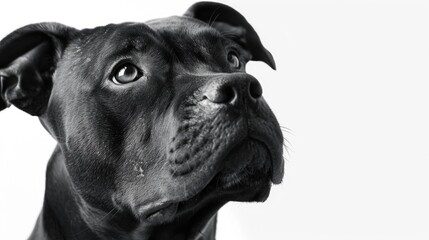 Obraz premium Black American Pit Bull Terrier on white background