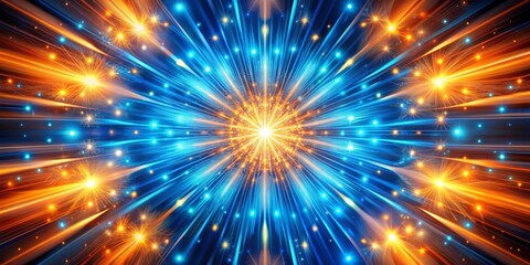 Obraz premium Cosmic Radiance A Digital Composition of Blue and Orange Lights, Abstract, Background, Light Effects, Fractal