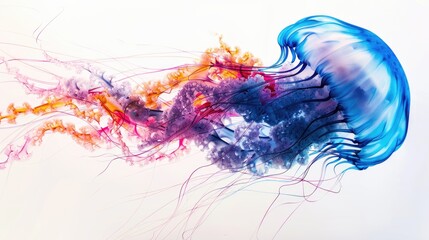 Fototapeta premium A jellyfish floats in the water, suitable for use in underwater or beach scenes