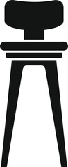 Simple black silhouette icon of a bar stool on a white background