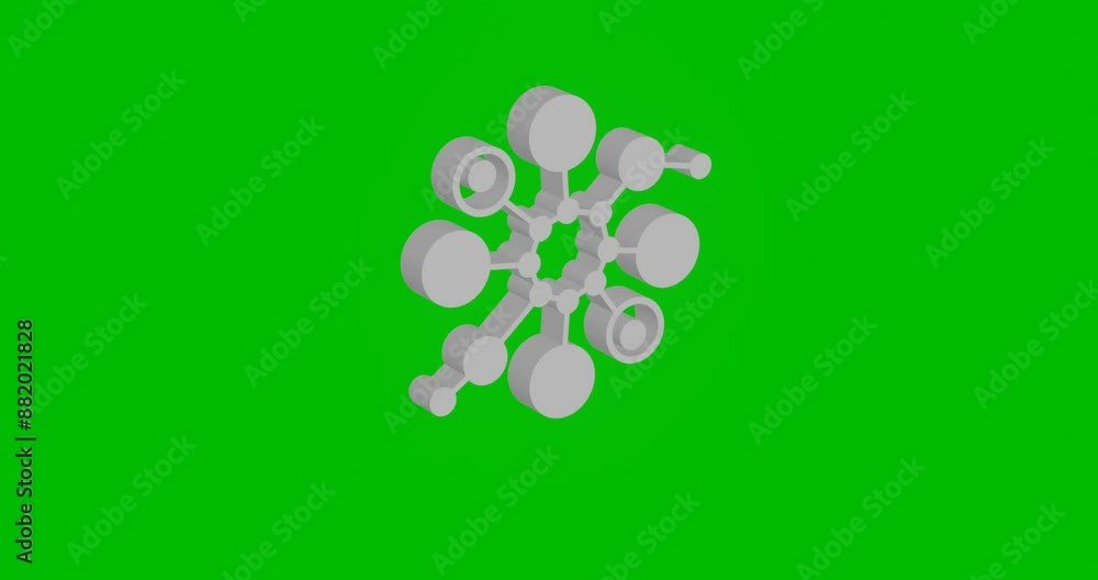 Poster animation of rotation of a white molecule symbol with shadow. simple and complex rotation. seamless 