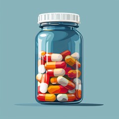 3d medicine concept. Medical and pharmacy plasticine elements. Pills and drugs, heart with pulse line, blood test tube. Isolated pithy hospital set. Generative AI