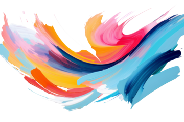 Multiple overlapping brush strokes of various colors, abstract composition Isolated on white background