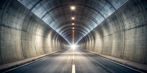 Obraz premium Concrete Tunnel Perspective, Photograph, Concrete, Tunnel, Lights , road, architecture