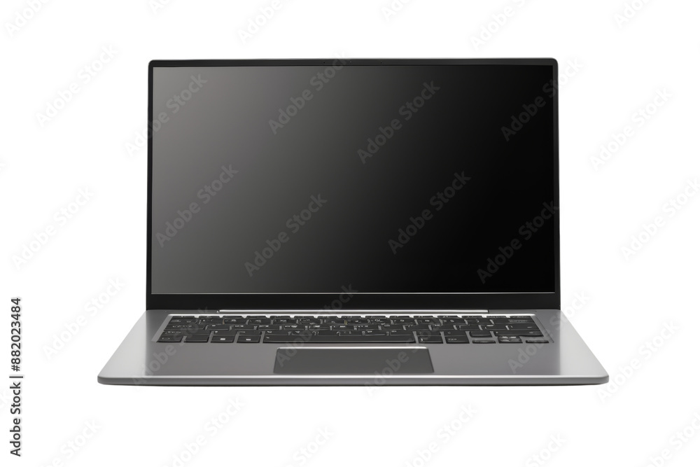 Poster modern laptop with transparent display screens, front view, isolated on white background