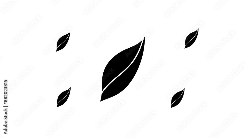 Poster zoom in and out animation the leaflet symbol. large black symbol in the center and four small symbol