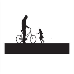 Fototapeta premium grandparent with Children grandfather silhouette vector