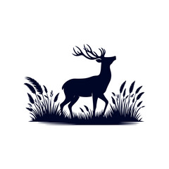 Vector Deer silhouette design illustration template