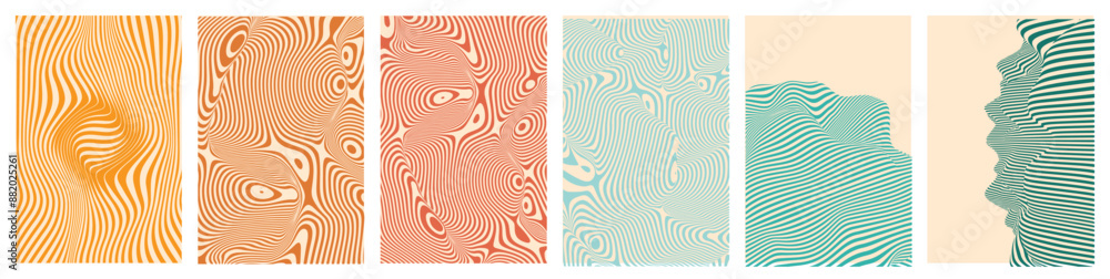 Aufkleber optical illusion lines y2k background. abstract 3d poster. y2k poster with abstract pattern.
