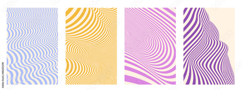 Aufkleber optical illusion lines y2k background. abstract 3d poster. y2k poster with abstract pattern.