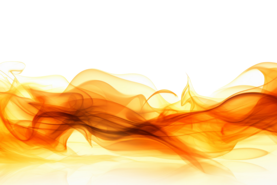 High-energy flames in motion Isolated on white background
